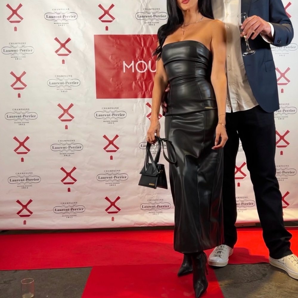Black leather dress